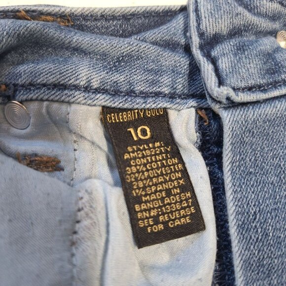 Celebrity Gold Skinny Jeans Blue‎ Ripped Distressed Womens Size 10 Stretch - Picture 2 of 6